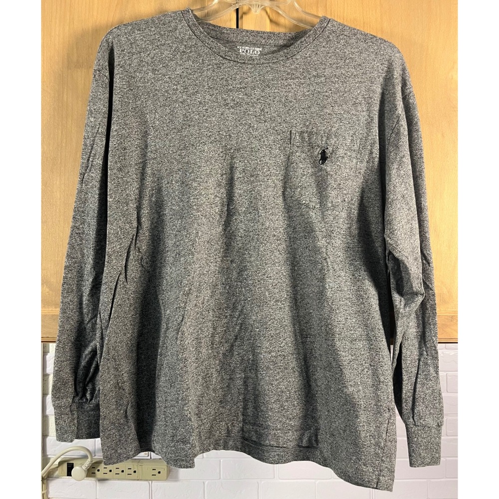 Polo Ralph‎ Lauren Long Sleeve T-Shirt Mens Large Grey Pocket Pony Logo Tee